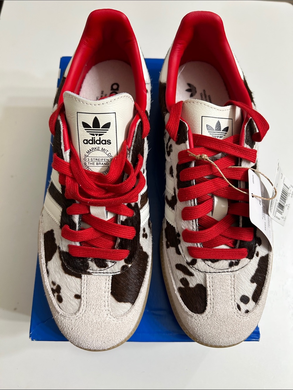 Adidas Samba OG Women real Cowhide fur Sneakers with Red Laces